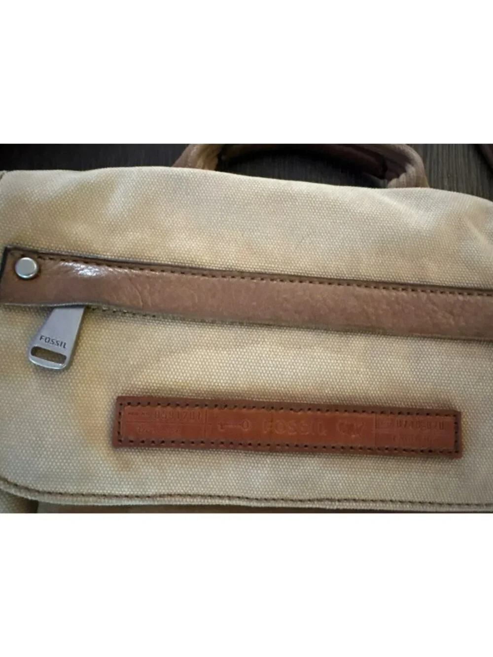 Fossil Long Live Vintage 1954 Collection Leather Trim Canvas Messenger Bag